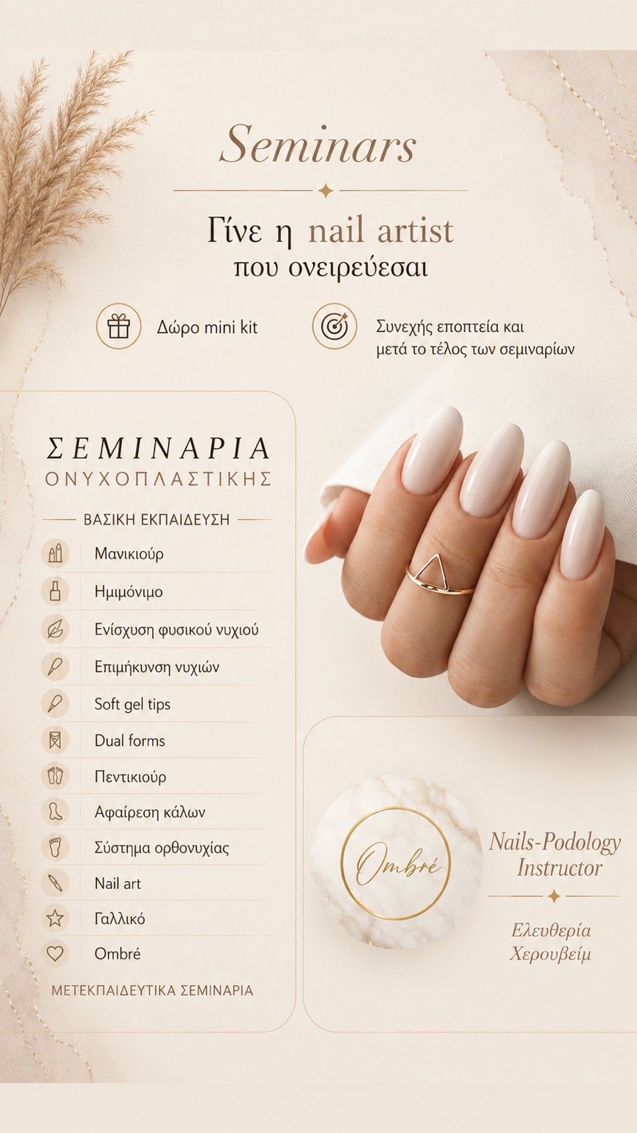 Αφίσα σεμιναρίων ονυχοπλαστικής του Ombré